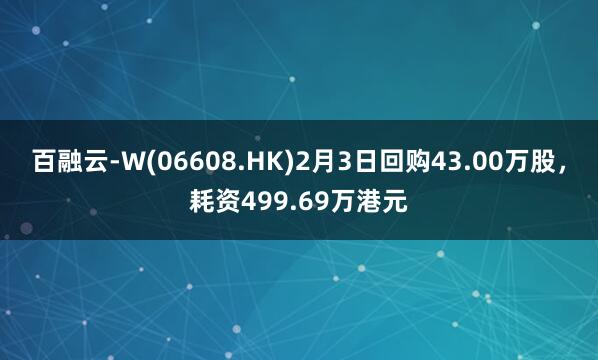 百融云-W(06608.HK)2月3日回购43.00万股，耗资499.69万港元
